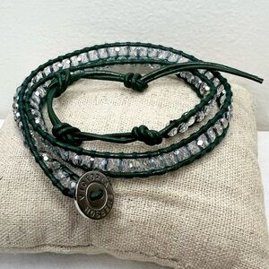Victoria Emerson Dark Green and Clear Beaded Wrap Bracelet